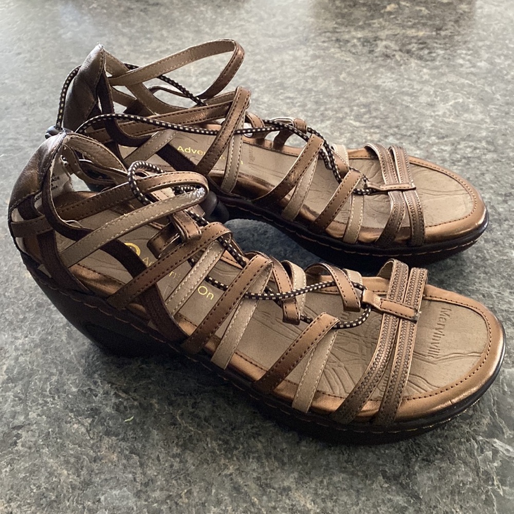 J-41 Adventure On Athena Strappy Sandals 3”Wedge Heel, Bronze, Brown and…